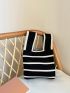 Mini Crochet Bag Striped Pattern Colorblock For Vacation