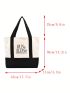 Colorblock Shoulder Tote Bag Letter Print Double Handle For Daily