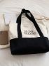 Colorblock Shoulder Tote Bag Letter Print Double Handle For Daily