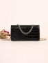 Crocodile Embossed Flap Chain Square Bag Fashion