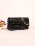 Crocodile Embossed Flap Chain Square Bag Fashion