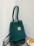 Letter Patch Double Handle Shopper Bag Green