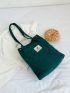 Letter Patch Double Handle Shopper Bag Green