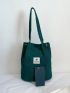 Letter Patch Double Handle Shopper Bag Green