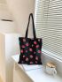 Cute Cartoon Strawberry Print Shopper Bag Casual Double Handle