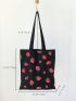 Cute Cartoon Strawberry Print Shopper Bag Casual Double Handle