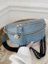 Medium Waist Bag Stitch Design Chain & Metal Decor