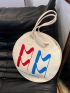 Medium Tote Bag Letter Print Double Handle Fashion Style Circle Bag