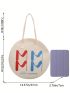 Medium Tote Bag Letter Print Double Handle Fashion Style Circle Bag