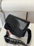 Small Square Bag Crocodile Embossed Flap Funky Style