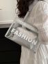 Clear Bag, Letter Graphic Shoulder Tote Bag With Inner Pouch PVC Waterproof