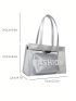 Clear Bag, Letter Graphic Shoulder Tote Bag With Inner Pouch PVC Waterproof