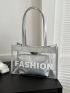 Clear Bag, Letter Graphic Shoulder Tote Bag With Inner Pouch PVC Waterproof