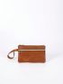 Minimalist Coin Purse Zipper Brown