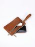 Minimalist Coin Purse Zipper Brown