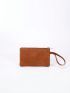 Minimalist Coin Purse Zipper Brown