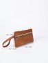 Minimalist Coin Purse Zipper Brown