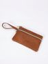 Minimalist Coin Purse Zipper Brown