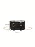 Minimalist Square Bag Mini Flap Buckle Decor Black