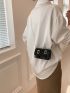 Minimalist Square Bag Mini Flap Buckle Decor Black