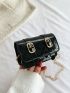 Minimalist Square Bag Mini Flap Buckle Decor Black