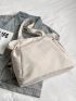 Letter Patch Decor Shoulder Tote Bag Medium Nylon Waterproof Lightweight