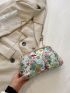 Small Square Bag Floral Embroidered Kiss Lock