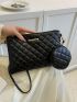 Quilted Pattern Square Bag With Coin Purse