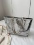 Crocodile Embossed Shoulder Tote Bag Metallic Funky