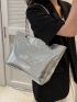 Crocodile Embossed Shoulder Tote Bag Metallic Funky