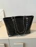 Crocodile Embossed Shoulder Tote Bag Minimalist Black