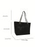 Crocodile Embossed Shoulder Tote Bag Minimalist Black