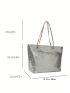 Crocodile Embossed Shoulder Tote Bag Metallic Funky