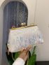 Small Square Bag Sequin Decor Kiss Lock