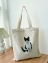 Small Shopper Bag Cat Graphic Preppy