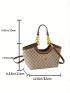 Geometric Pattern Top Handle Bag Small Chain Decor, Clear Bag