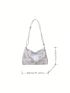 Medium Hobo Bag Heart Pattern Faux Pearl & Chain Decor