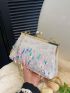 Small Square Bag Holographic Detail Chain Strap, Perfect Bride Purse For Wedding, Prom & Party Events