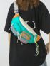 Large Fanny Pack Pocket Front Colorblock With Bag Charm