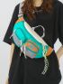 Large Fanny Pack Pocket Front Colorblock With Bag Charm