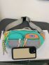 Large Fanny Pack Pocket Front Colorblock With Bag Charm