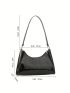 Stitch Detail Baguette Bag Medium Black