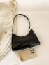 Stitch Detail Baguette Bag Medium Black