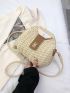 Medium Straw Bag Colorblock Twist Lock Double Handle