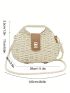 Medium Straw Bag Colorblock Twist Lock Double Handle