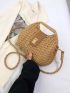 Mini Straw Bag Colorblock Twist Lock Double Handle