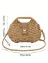 Mini Straw Bag Colorblock Twist Lock Double Handle