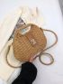 Mini Straw Bag Colorblock Twist Lock Double Handle