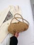 Mini Straw Bag Colorblock Twist Lock Double Handle