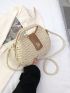 Medium Straw Bag Colorblock Twist Lock Double Handle